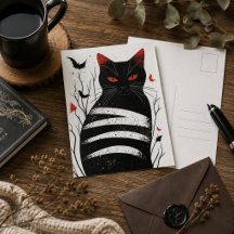 Zwarte Kat Gotische Kunst Rood Zwart Moderne Katac