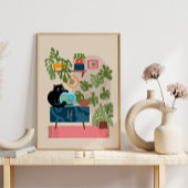 Zwarte Kat Goudvis Speelse Kattenliefhebber Poster