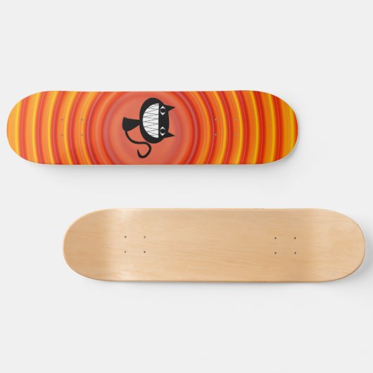 Zwarte kat grappig lachend Skateboards (Horizontaal)