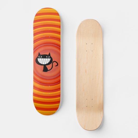 Zwarte kat grappig lachend Skateboards (Voorkant)