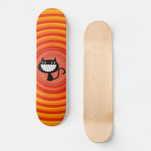 Zwarte kat grappig lachend Skateboards (Voorkant)