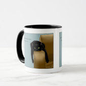 Zwarte kat Grappig Sassy Blauw Mok (Voorkant links)