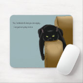 Zwarte kat Grappig Sassy Blauw Muismat (Met muis)