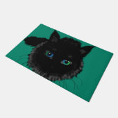 Zwarte Kat Grappige Deurmat - Welkom (Schuin)
