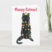 Zwarte kat, grappige kerstkaart feestdagen kaart (Voorkant)