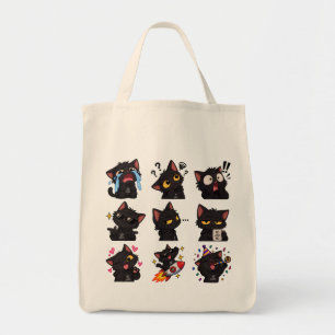 Zwarte Kat Grappige Reactie Sticker Pack Tote Bag