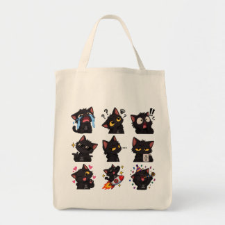 Zwarte Kat Grappige Reactie Sticker Pack Tote Bag
