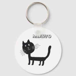 Zwarte Kat Grappige Sleutelring Sleutelhanger