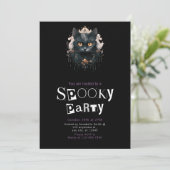 Zwarte Kat Griezelfeest Halloween Kaart (Staand voorkant)