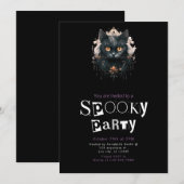 Zwarte Kat Griezelfeest Halloween Kaart (Voorkant / Achterkant)
