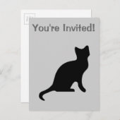 Zwarte kat - griezelig eng uitnodiging briefkaart (Voorkant / Achterkant)