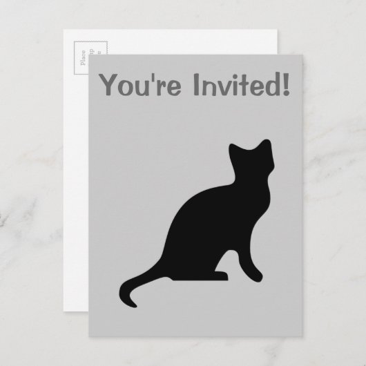 Zwarte kat - griezelig eng uitnodiging briefkaart (Voorkant / Achterkant)