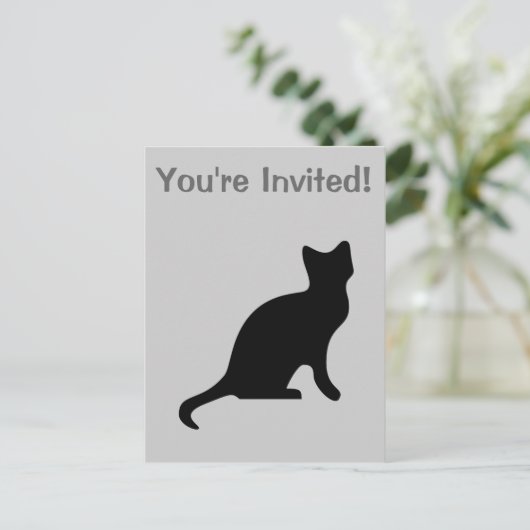 Zwarte kat - griezelig eng uitnodiging briefkaart (Staand voorkant)