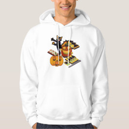 Zwarte Kat & Griezelige Hart-Oog Pompoen Sushi Hoodie