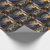 Zwarte kat grillig Halloween schilderij Cadeaupapier (Hoek)