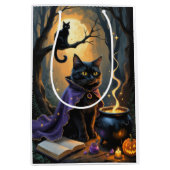 Zwarte kat grillig Halloween schilderij Medium Cadeauzakje (Voorkant)