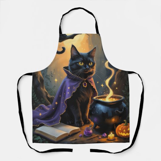 Zwarte kat grillig Halloween schilderij Schort (Voorkant)