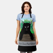 Zwarte kat groen gras, grijze band, Medium Schort (Gedragen)