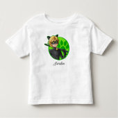 Zwarte Kat Groene Badge Kinder Shirts (Voorkant)