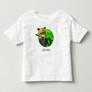Zwarte Kat Groene Badge Kinder Shirts
