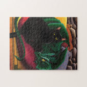 Zwarte kat groene draak legpuzzel (Horizontaal)