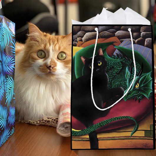 Zwarte Kat Groene Draak Medium Cadeauzakje