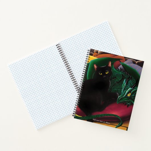 Zwarte kat Groene Draak Notitieboek (Binnen)