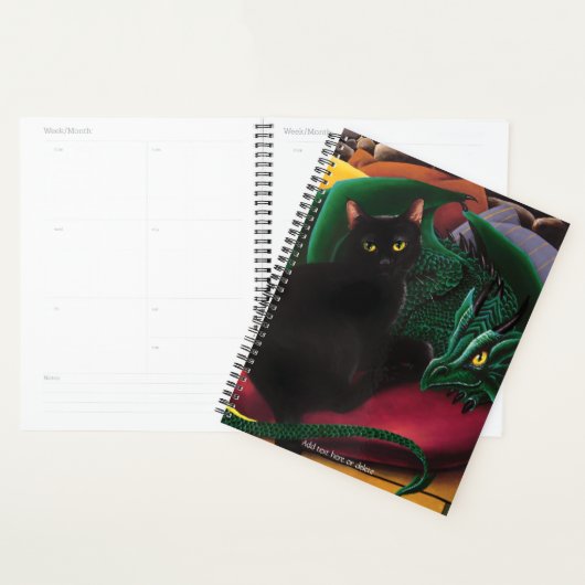 Zwarte kat groene draak planner (Display)