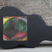 Zwarte kat groene draak sticker