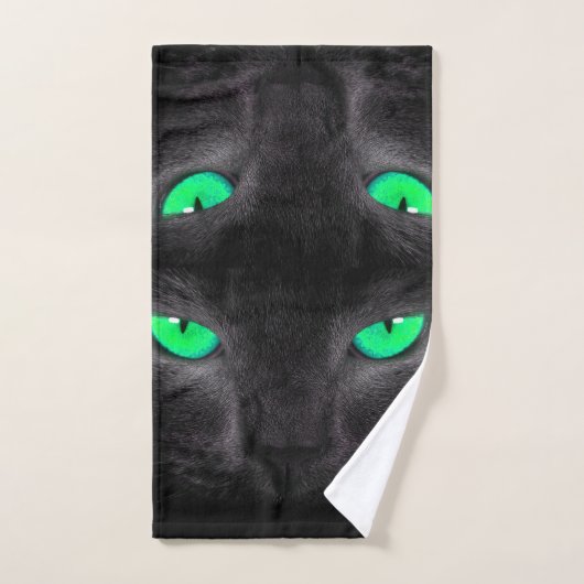 Zwarte Kat Groene Eyes Bathroom Towel set Bad Handdoek (Handdoek)