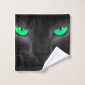 Zwarte Kat Groene Eyes Bathroom Towel set Bad Handdoek (Wasdoekje)
