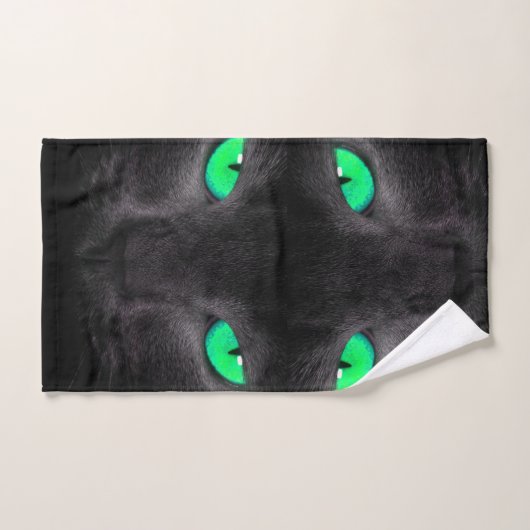 Zwarte Kat Groene Eyes Bathroom Towel set Bad Handdoek (Handdoek)