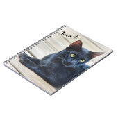 Zwarte kat Groene ogen Art Portrait Journal Notitieboek (Linkerzijde)