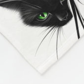 Zwarte Kat Groene Ogen Modern Ontwerp Kat Liefhebb Fleece Deken (Hoek)