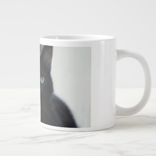 Zwarte kat - groene ogen - mok (Rechts)