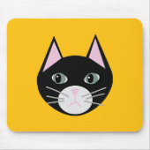 Zwarte kat groene ogen muismat (Voorkant)