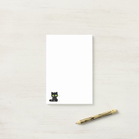 Zwarte Kat Groene Ogen Notities Post-it® Notes (Op bureau)