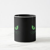 Zwarte Kat Groene Ogen Spooky Mok (Midden)