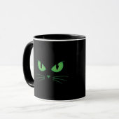 Zwarte Kat Groene Ogen Spooky Mok (Voorkant links)