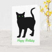 Zwarte kat Groene ogen Verjaardag Kaart (Gele Bloem)