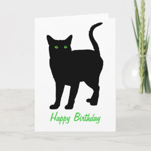 Zwarte kat Groene ogen Verjaardag Kaart