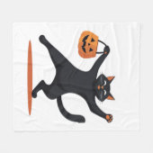Zwarte kat groeven bij de Halloween bash, swingend Fleece Deken (Voorkant (Horizontaal))