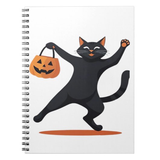 Zwarte kat groeven bij de Halloween bash, swingend Notitieboek (Voorkant)
