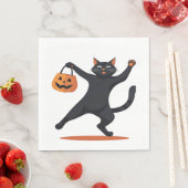 Zwarte kat groeven bij de Halloween bash, swingend Servet (Insitu)
