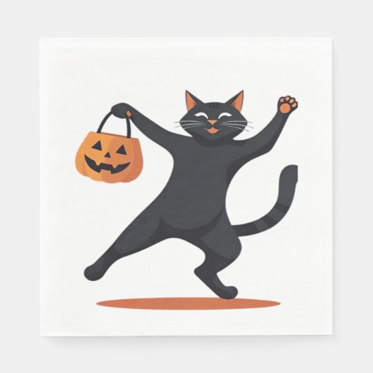 Zwarte kat groeven bij de Halloween bash, swingend Servet (Voorkant)