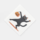 Zwarte kat groeven bij de Halloween bash, swingend Servet (Hoek)