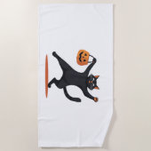 Zwarte kat groeven bij de Halloween bash, swingend Strandlaken (Voorkant)