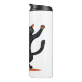 Zwarte kat groeven bij de Halloween bash, swingend Thermosbeker (Geroteerd rechts)