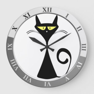 Zwarte kat grote klok