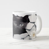 Zwarte kat grote koffiekop (Voorkant rechts)